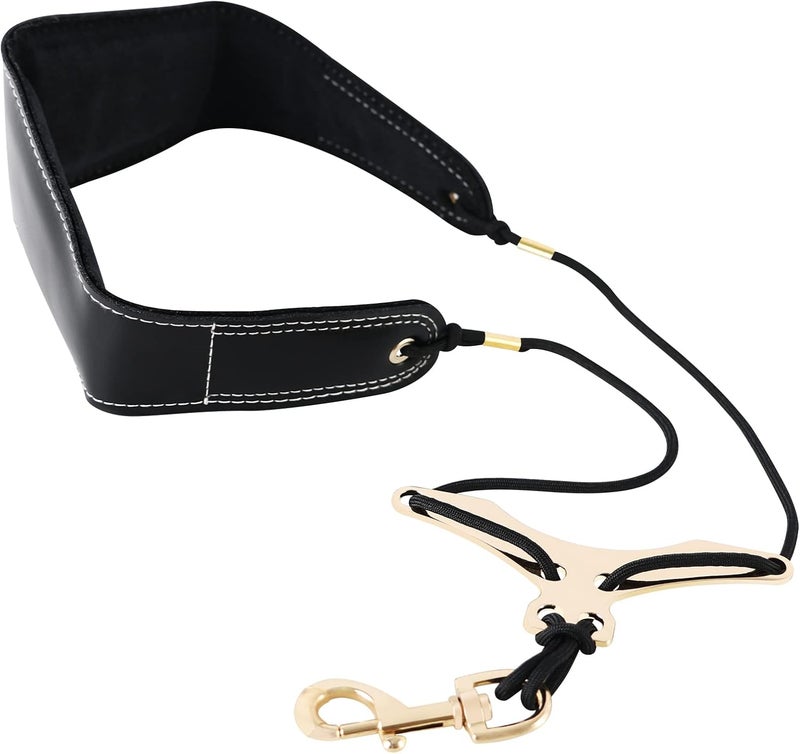 RANMING Saxophone Neck Strap Leather Saxophone Strap Pad Adjustable length Alto Sax Neck Strap for Soprano Tenor Sax and Clarinets Oboes(Black) - Image 1